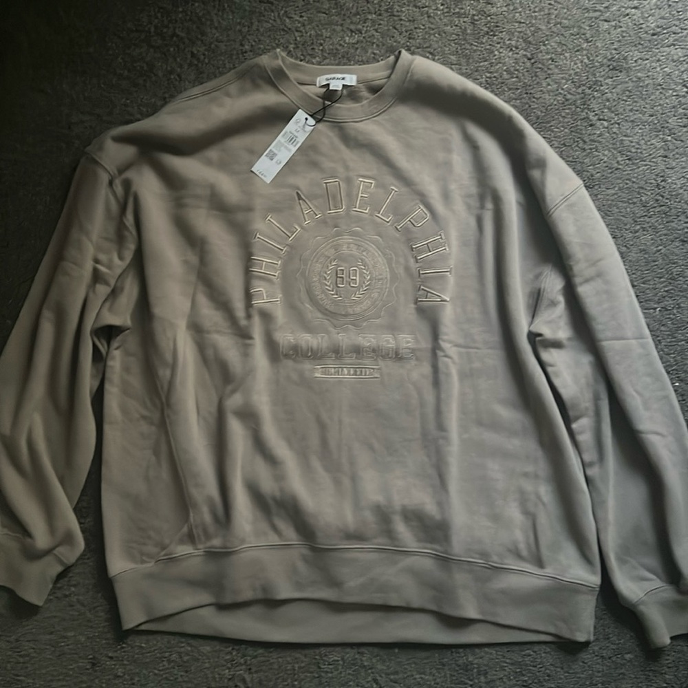Garage Brown Embroidered Crewneck